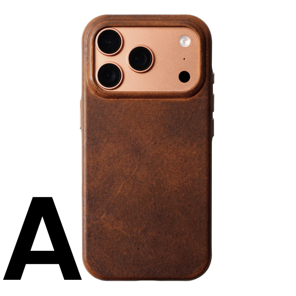 YMW Charles F Stead Waxed Genuine Leather Case for iPhone 17 16 Pro Max 15 Luxury Genuine Leather Handmade Phone Cover