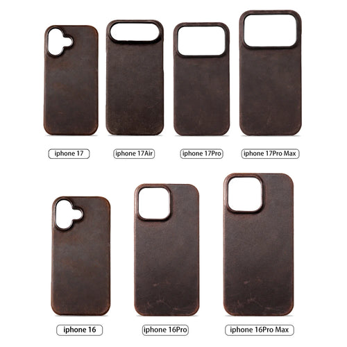 for Magsafe Case for iPhone 15 16 17 Pro Max Air Retro Luxury Full Grain Cowhide Genuine Oiled PULL-UP Leather Magnetic Cover